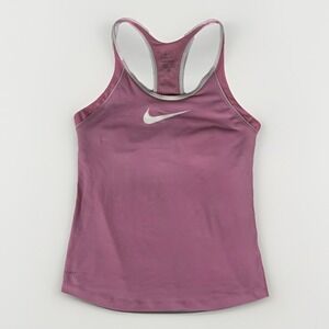 Nike Dri Fit Tank Top Womens Large‎ Sports Bra Pink Nylon Stretch Gym Yoga Run
